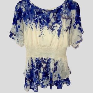 Fairy watercolor floral smocked ruffle top